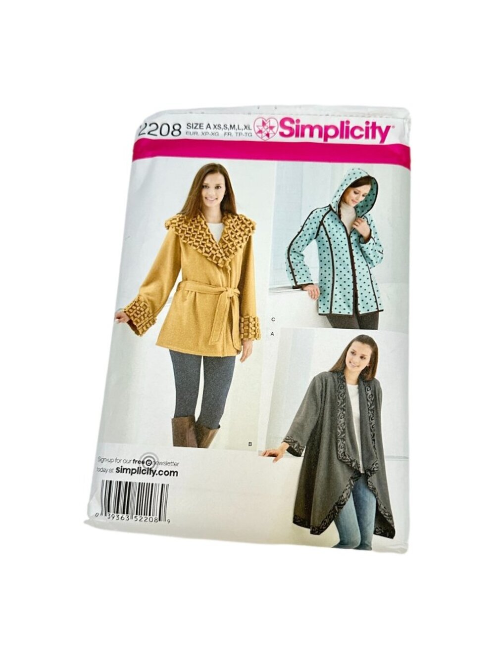 Simplicity Pattern 2208 Womans Coat Jacket‎ Size XS-XL Sewing Uncut
